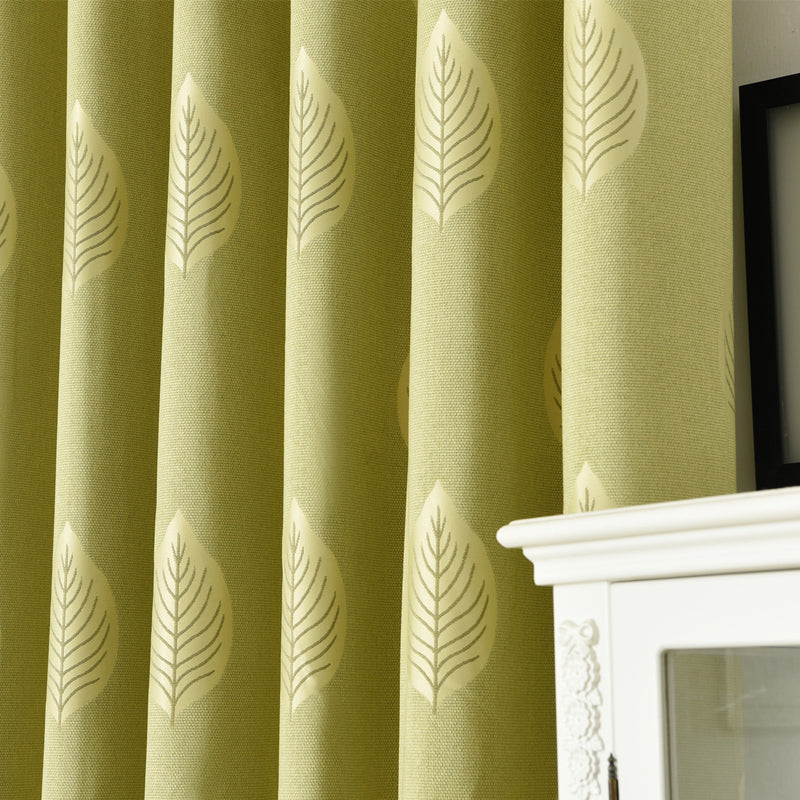 Light Green Leaf Natural Style Bedroom Curtain