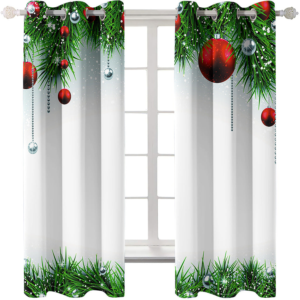 Christmas Trees 3D Wonderful Printed Curtains White Polyester Modern Style Blackout Custom Christmas Curtain