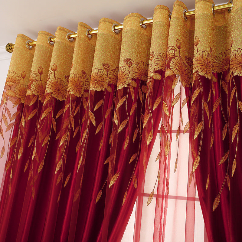 Luxurious and Elegant Burnout and Embroidered Floral Blackout Curtains