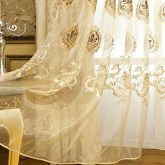 Fancy Organza Delicate Embroidered Custom Sheer Curtain