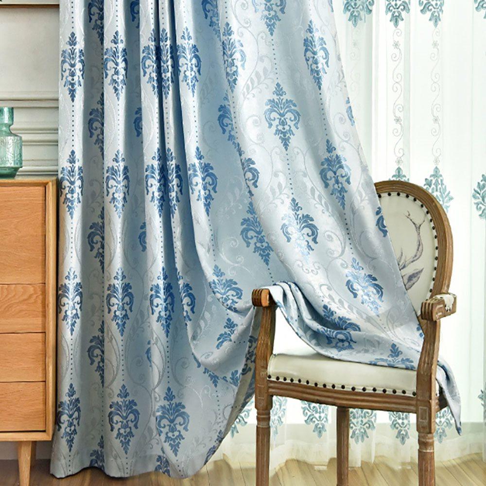 Modern High-end Jacquard Shading Curtains Sheer Silky Fabric Blackout Curtains for Living Room Bedroom Decoration Custom 2 Panels Drapes Heat insulation Sun Protection