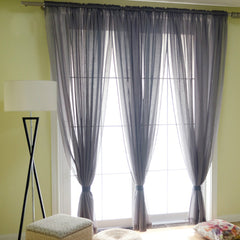 Concise Solid Grey One Panels Custom Sheer Curtain