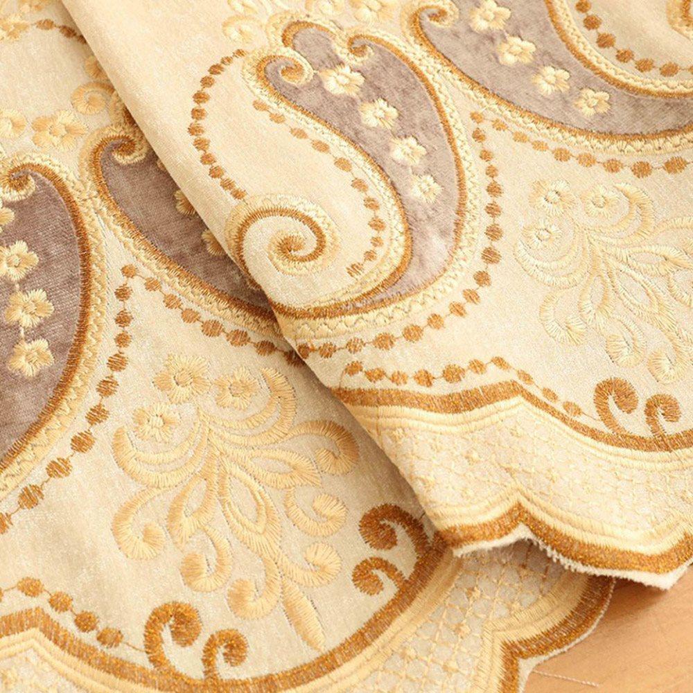 Luxury Elegant Embroidered Shading Curtains Sheer Yellow Blackout Curtain for Living Room Bedroom Custom 2 Panels Drapes