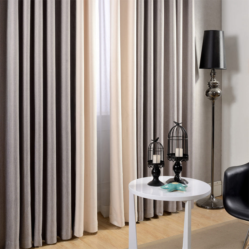 Grey and White Blackout Custom Pencil Pleat Curtains for Living Room Bedroom