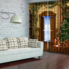 Wonderful Christmas Theme Polyester Living Room Custom 3D Curtain