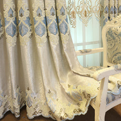 European Elegant Floral Embroidery Baroque Shading Curtains Luxurious Hollow Curtains for Living Room Bedroom Decoration Custom 2 Panels Drapes No Pilling No Fading No off-lining Chenille