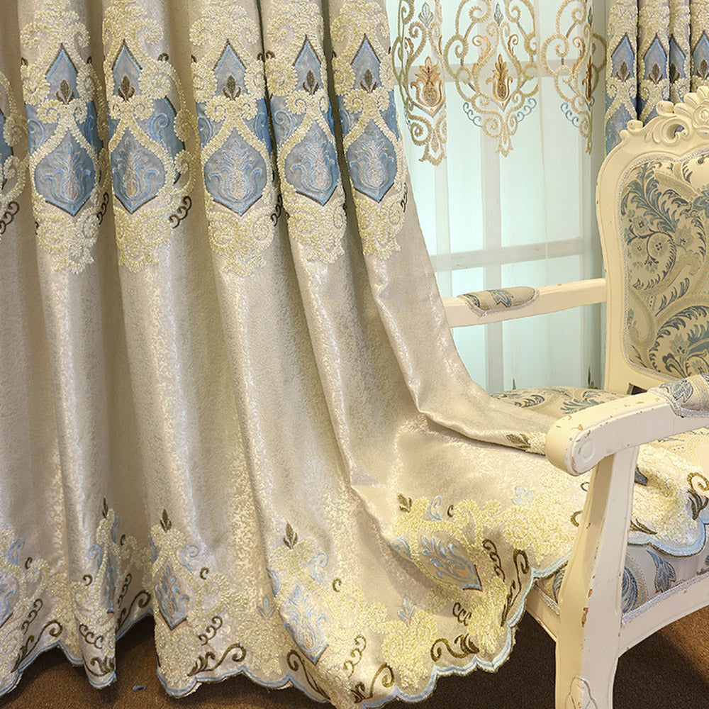 European Elegant Floral Embroidery Baroque Shading Curtains Luxurious Hollow Curtains for Living Room Bedroom Decoration Custom 2 Panels Drapes No Pilling No Fading No off-lining Chenille