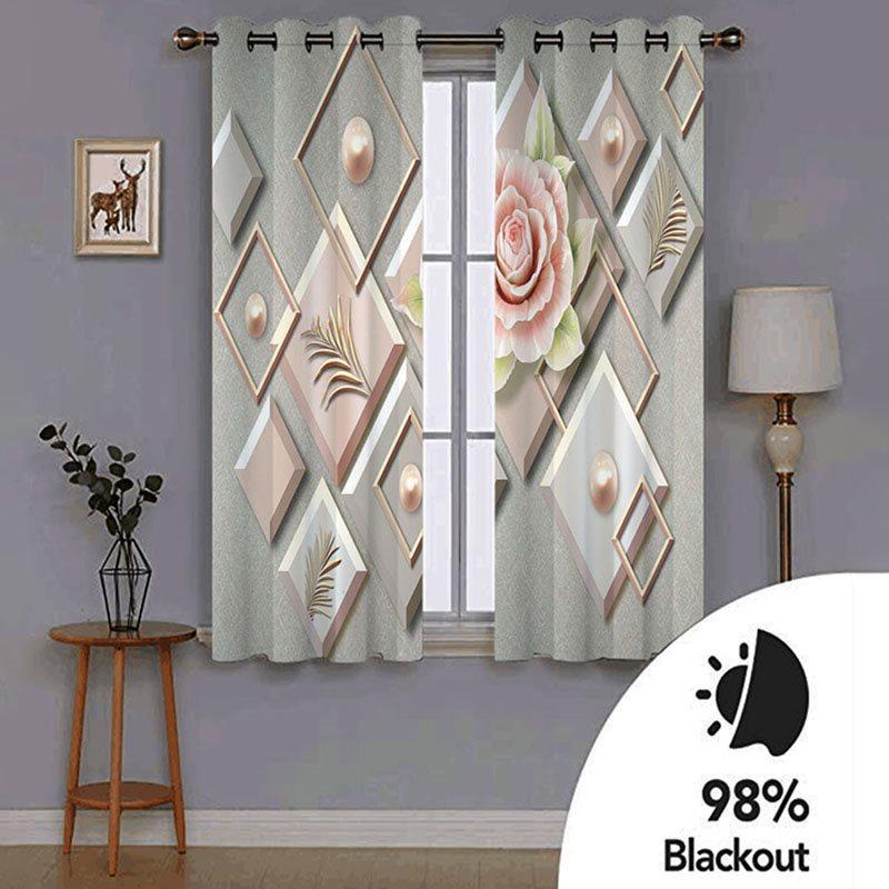 3D Modern Relief Floral Geometric Decorative Blackout Window Curtains for Living Room Custom 2 Panels Drapes No Pilling No Fading No off-lining