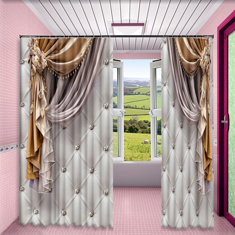 3D Imitated Elegant Shading Cloth Printed Water-proof and Dust-proof Custom Curtain for Living Room Bedroom