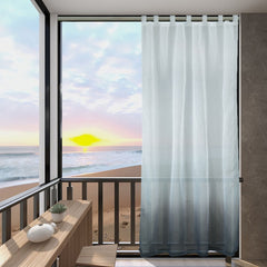 Modern Gradient Gray Outdoor Sheer Curtains Cabana Tab Top Curtain Waterproof Sun-proof Heat-insulating 1 Panel