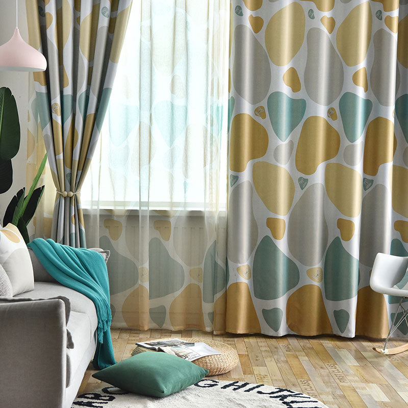 Modern Nordic Style Color Block Blackout Curtains for Living Room Bedroom No Pilling No Fading No off-lining Machine Wash Accepted