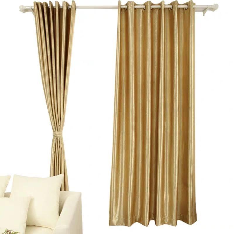 Luxury Golden Blackout Curtains 2 Panel Set Thick Silky Soft Touch Window Curtains Solid Color Darkening for Bedroom Living Room