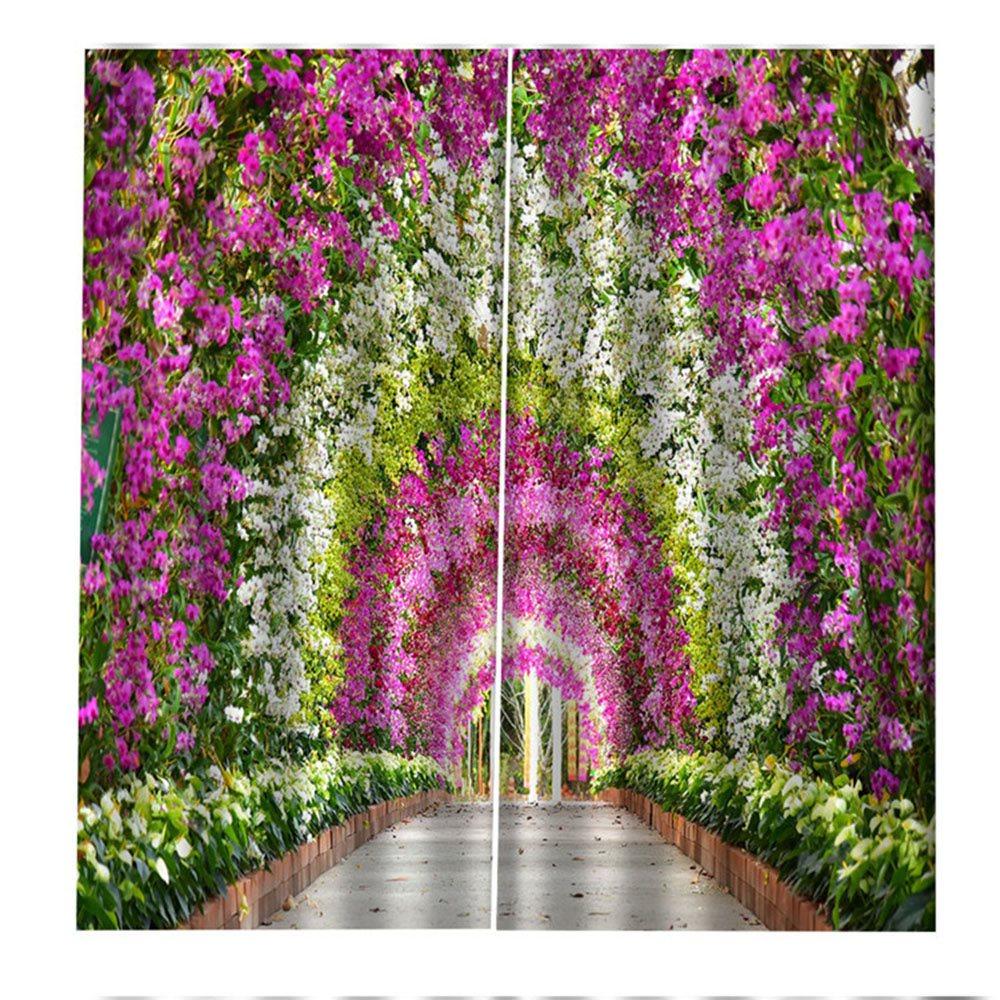 Print Flowers Background 3D Blackout Curtains Decoration 2 Panels Drapes for Living Room Bedroom No Pilling No Fading No off-lining Polyester