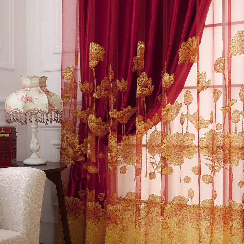 Luxurious and Elegant Burnout and Embroidered Floral Blackout Curtains