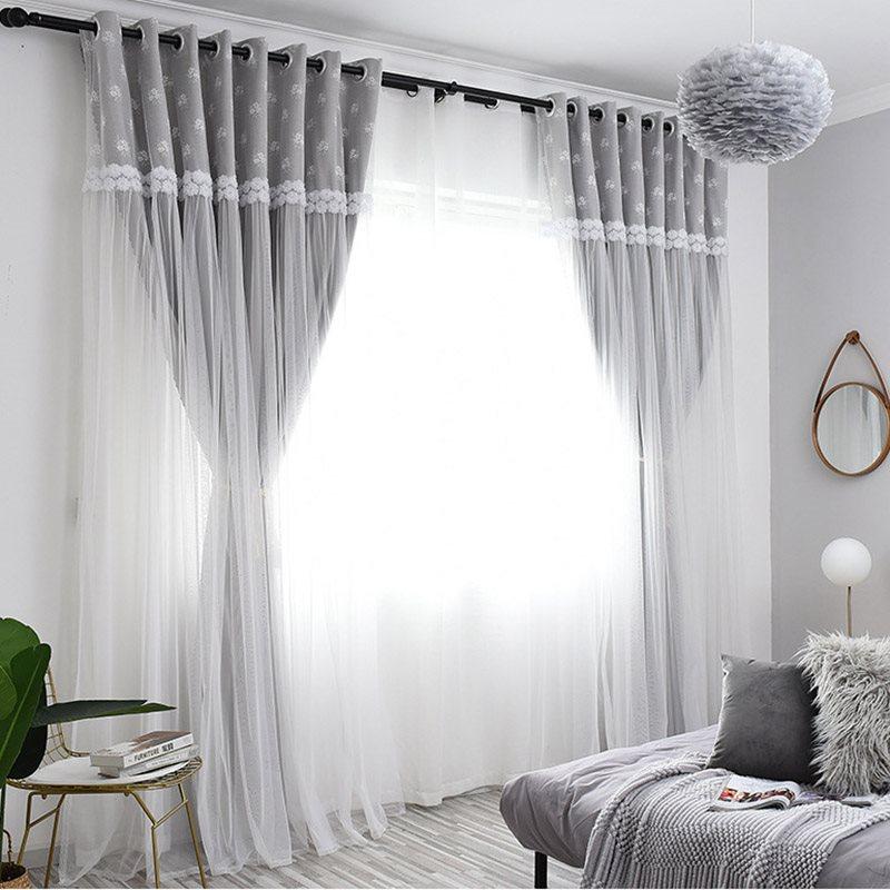 Princess Decoration Blackout Custom Curtain Sets for Living Room Bedroom Sheer and Shading Curtain