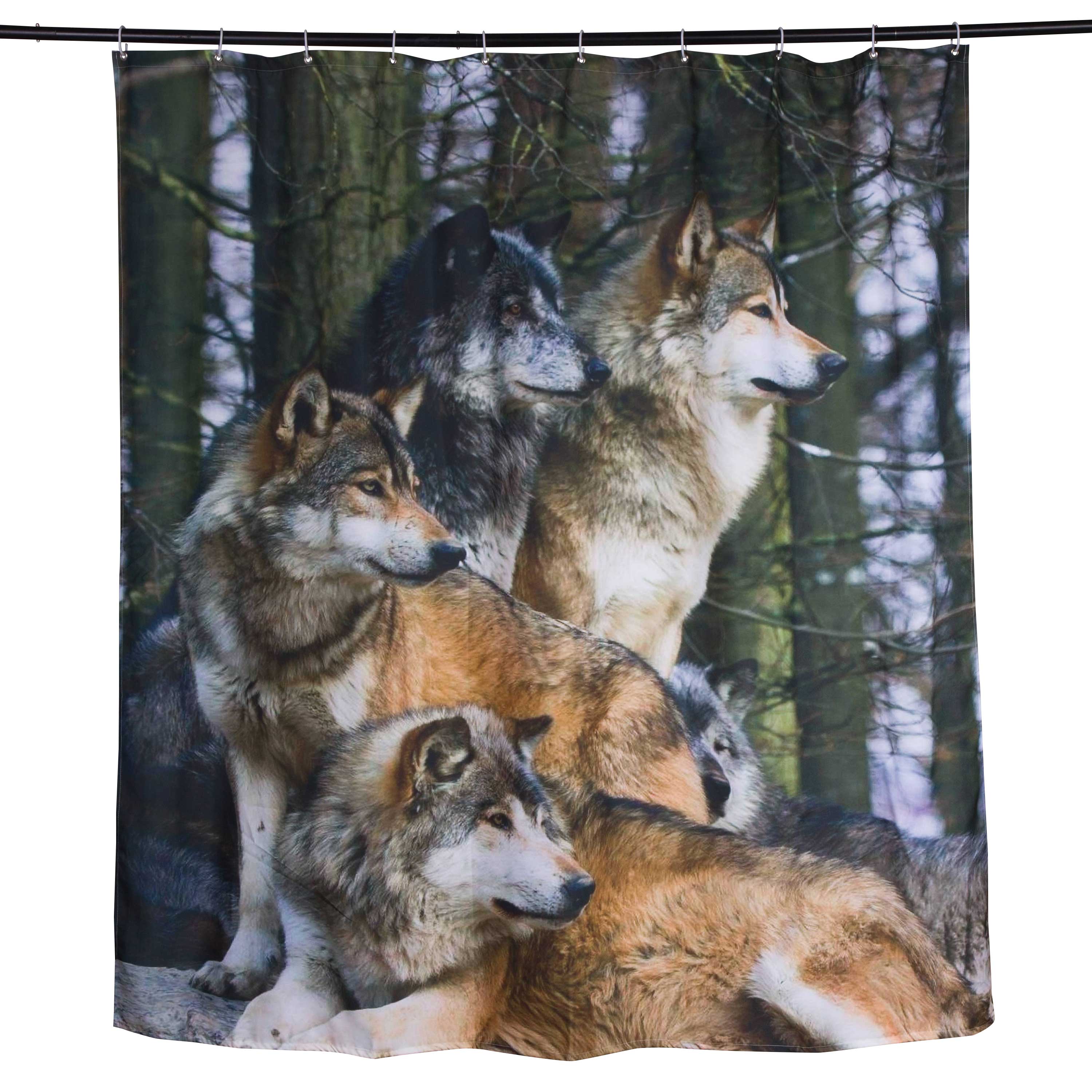 3D Mouldproof Wolfs Tribe Printed Polyester Bathroom Shower Curtain