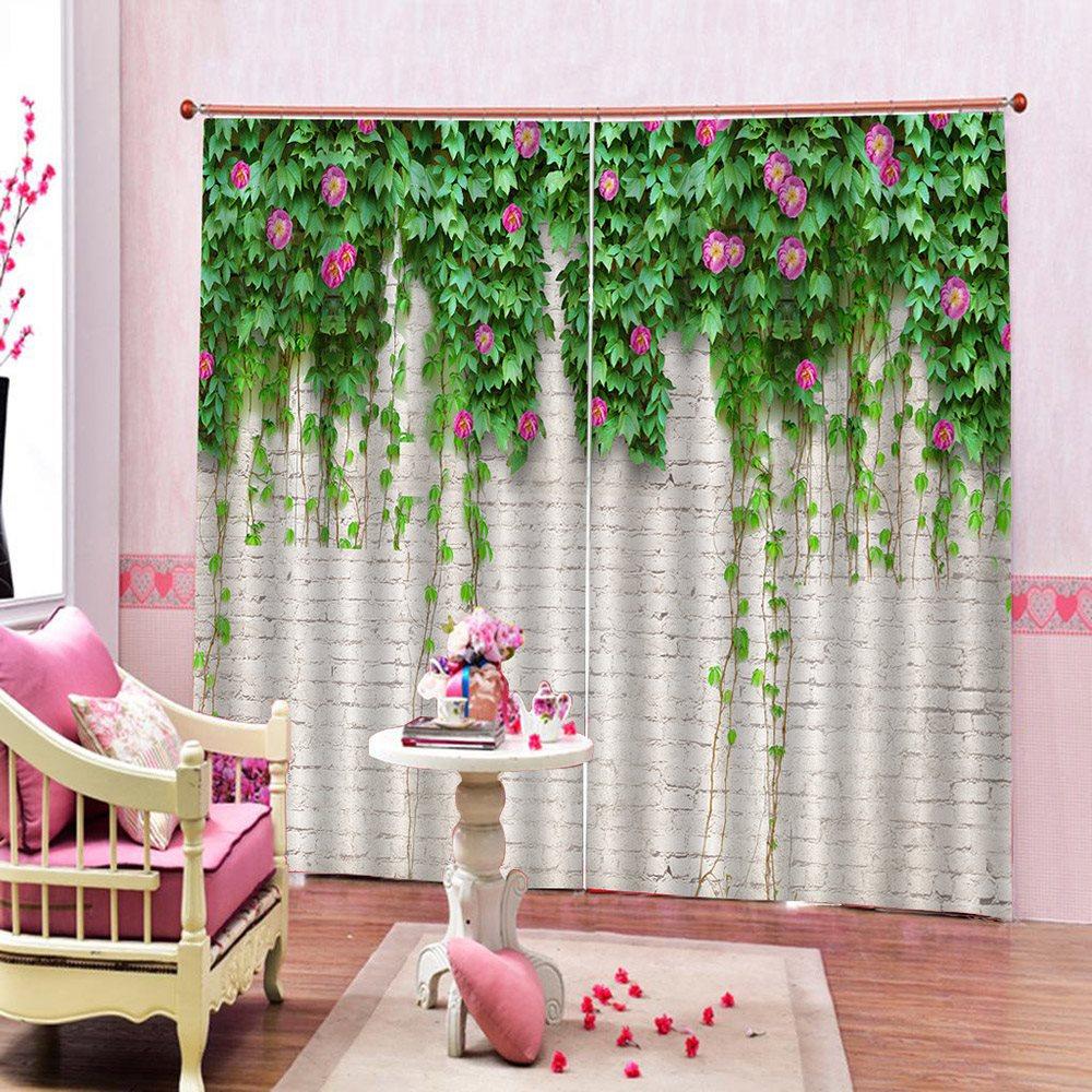 3D Printed Green Plant Blackout Floral Scenery Curtains Custom 2 Panels Drapes for Living Room Bedroom No Pilling No Fading No off-lining Polyester