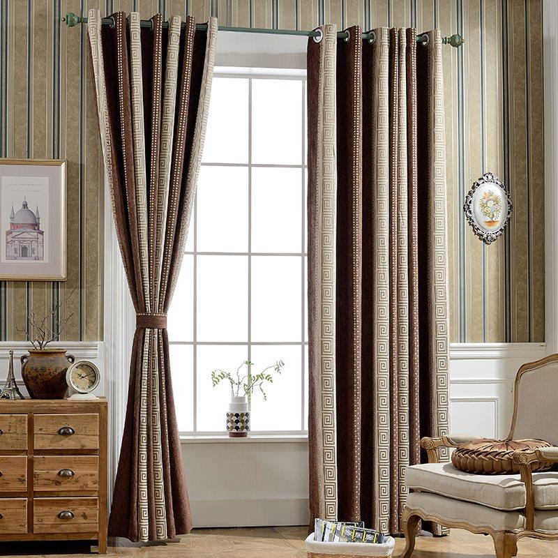 Chenille Mixed Color Pencil Pleat Blackout Custom Curtains for Living Room Bedroom