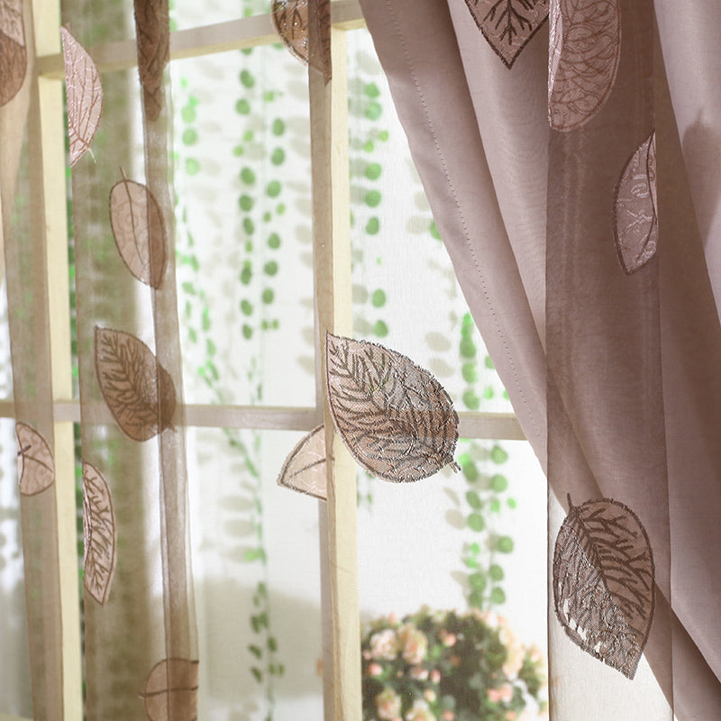 Rose-gold European Style Burnout and Embroidered Floral Blackout Curtains