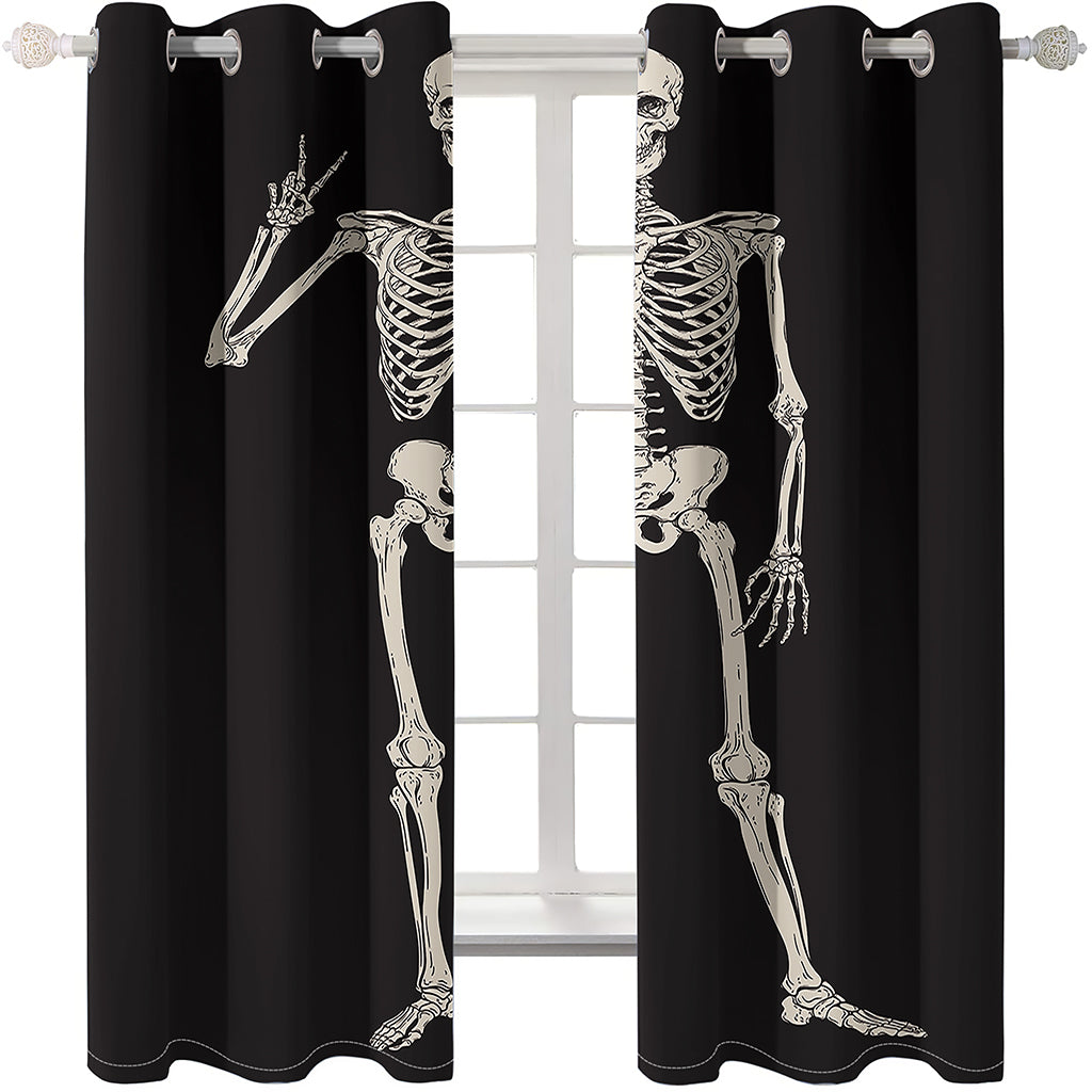 Creative Halloween Skull Black 3D Printed Blackout Decoration Window Shading Curtains Custom 2 Panels Drapes