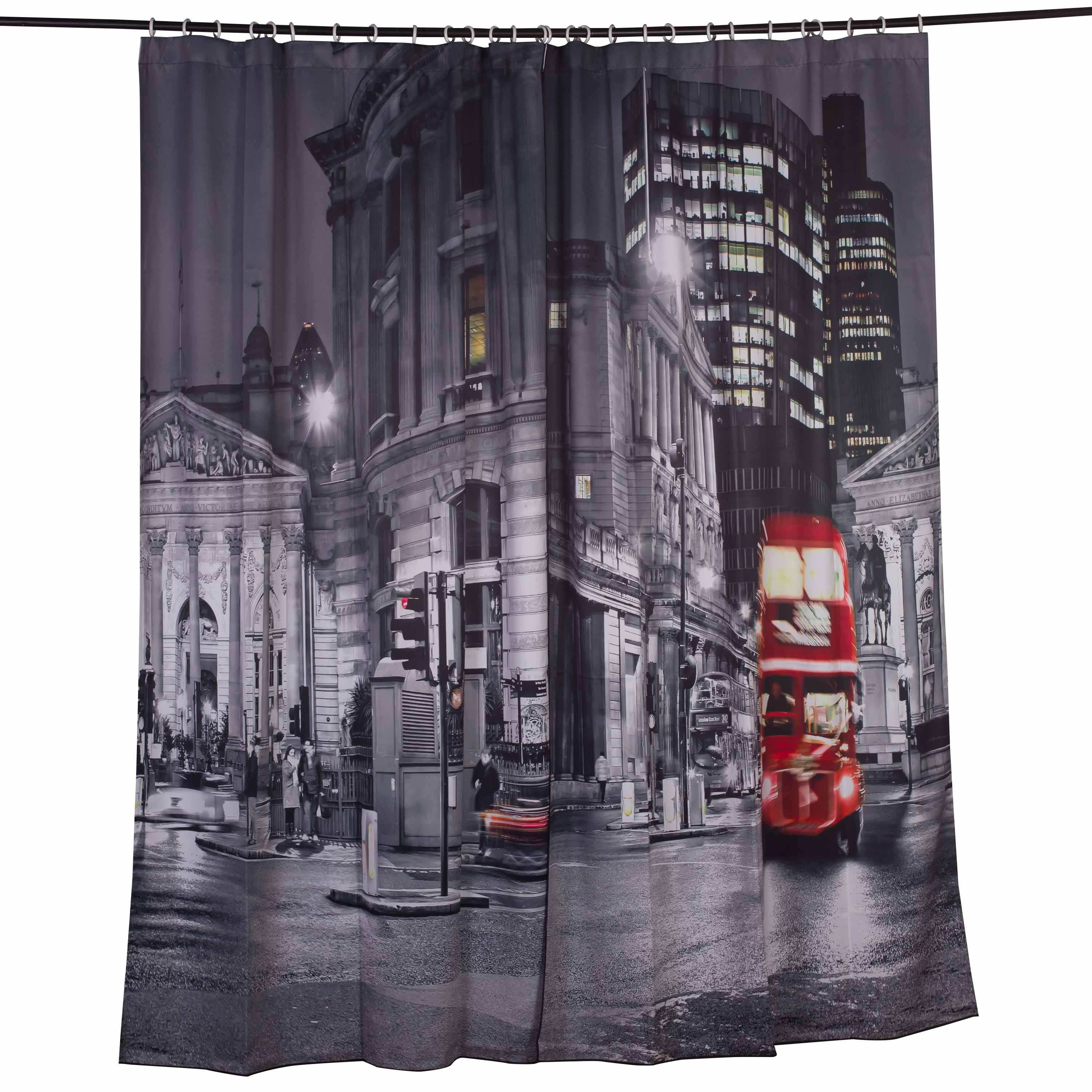 3D Night City Bus Printed Polyester Modern Style Decoration Custom Curtain for Living Room