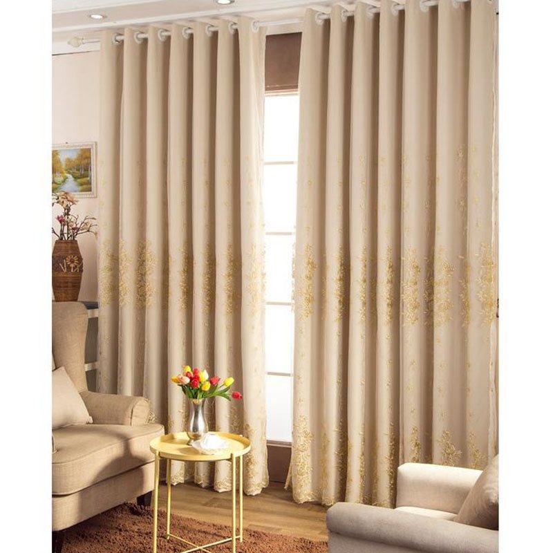 European Floral Rose Embroidery Curtain Sets Sheer and Lining Blackout Curtains Full Shading Double Curtains for Living Room Bedroom Decoration Ultraviolet-Proof No Pilling No Fading No off-lining