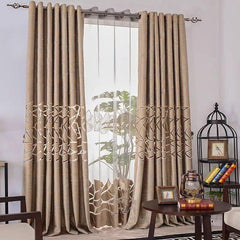 Chenille Blackout Curtains Coffee Elegant Window Curtains for Living Room Bedroom Darkening and Thermal Insulated Grommet Set of 2 Panels