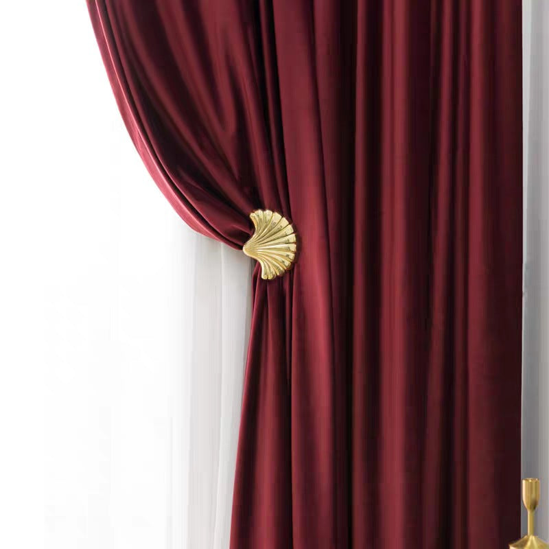 Plain Velvet Window Curtains Red Dark Green Shading Curtains Hook Grommet Top Blackout Curtains Custom 2 Panels Drapes for Living Room Bedroom Decoration