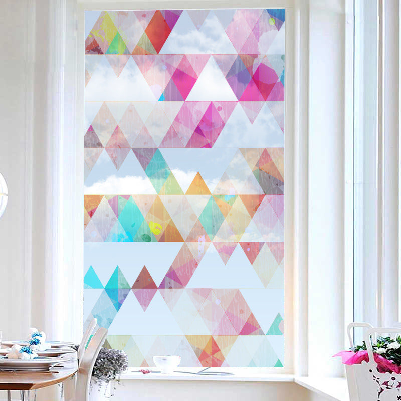 Pink Style Diamond Pattern Painted Decorative Privacy Frosted Window Film