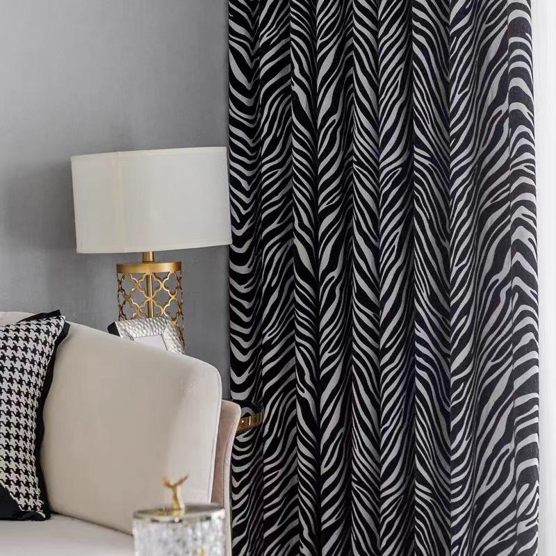 Blackout Curtains Zebra Pattern Black Window Curtains Home Decor for Living Room Bedroom Decoration Custom