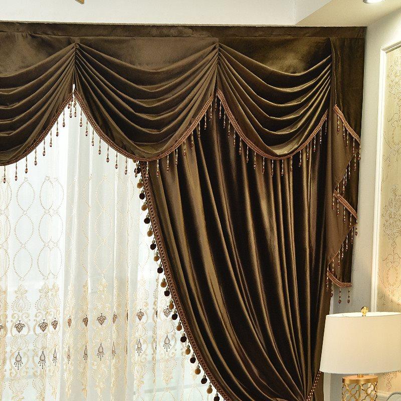 Luxury Velvet Custom Blackout Curtains Solid Color Coffee Window Curtains Prevents UV Ray Excellent Performance on Darkening for Bedroom Living Room