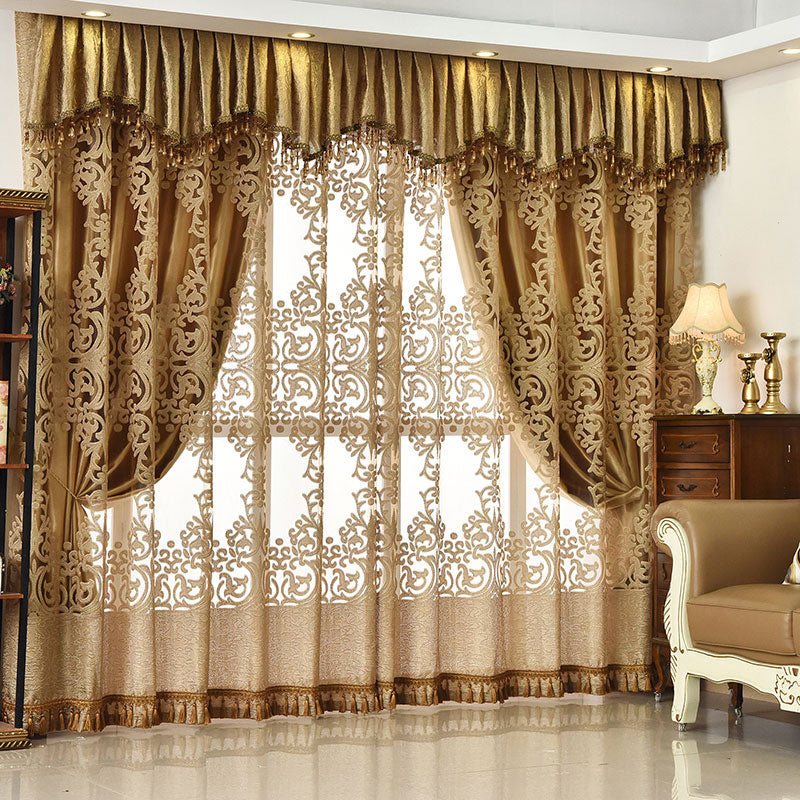 European Ventilate Curtain Custom Shading Curtain and Sheer Living Room Bedroom Grommet Curtains 100% Shading Rate and UV Rays No Pilling No Fading No off-lining