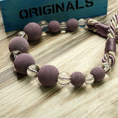 Decorative Polyester String Weave Beautiful Round Balls Korean Style 2 Pieces Curtain Tie Backs