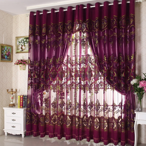 Classical Luxury Purple Custom Sheer Curtain Breathable Voile Drapes No Pilling No Fading No off-lining