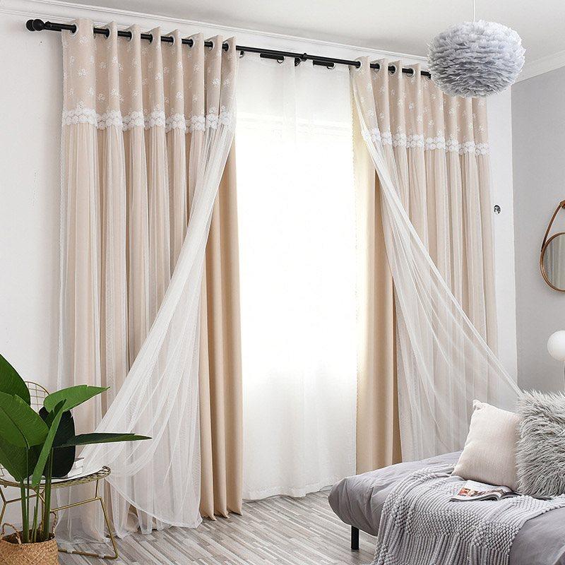 Princess Decoration Blackout Custom Curtain Sets for Living Room Bedroom Sheer and Shading Curtain