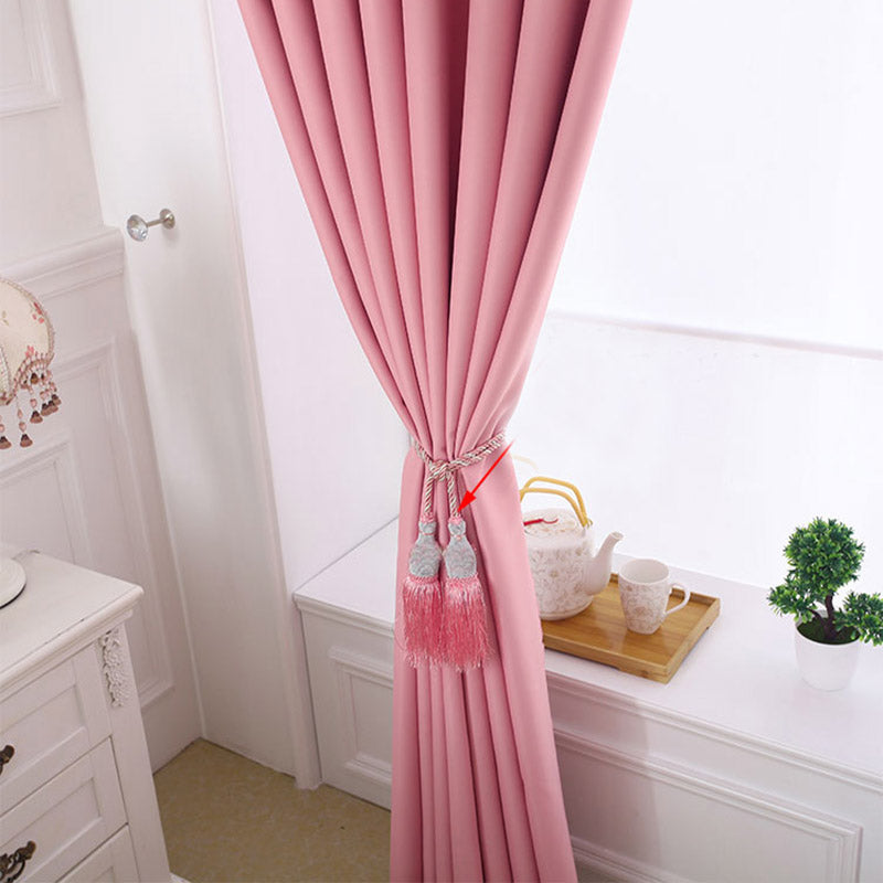 Embroidery  Decorative Blackout Cloth and Sheer Sewing Together Pink 2 Panels Curtain