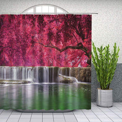 3D Printed Landscape Shower Curtain Bathroom Partition Curtain Durable Waterproof Mildew Proof Polyester