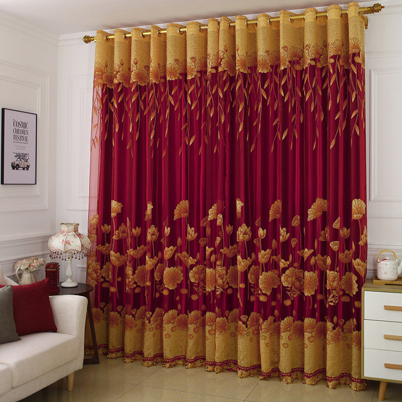 Luxurious and Elegant Burnout and Embroidered Floral Blackout Curtains