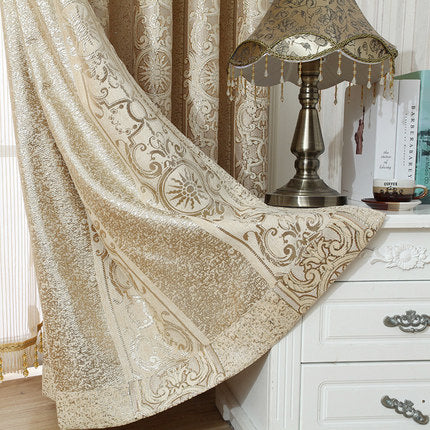 European Style Contemporary Beige Two Panels Custom Sheer Curtains Polyester Net Drapes for Bedding Living Room