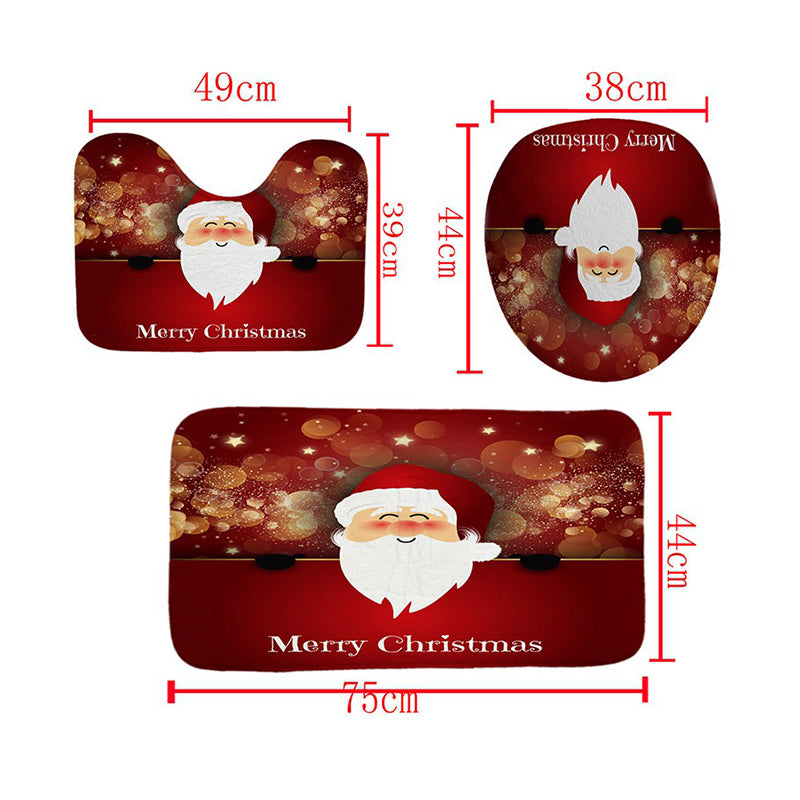 3D Christmas Shower Curtains Set Santa Claus for Bathroom Christmas Theme Shower Curtain