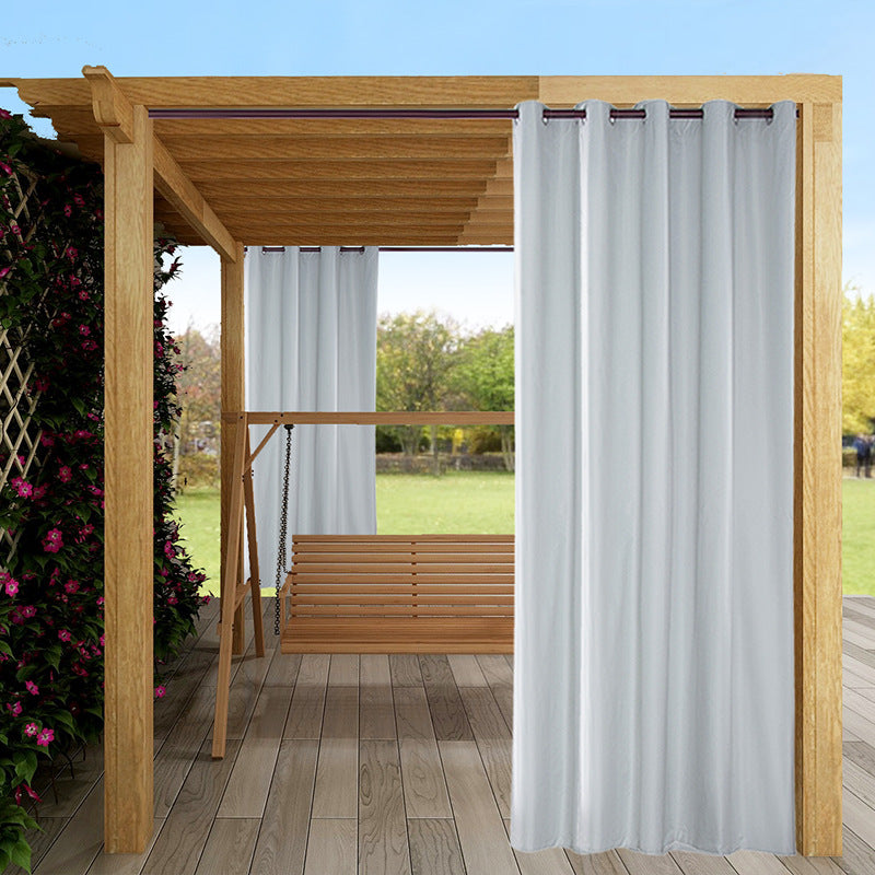 Modern Plain Outdoor Curtains White Cabana Grommet Top Curtain Waterproof Sun-proof Heat-insulating 1 Panel