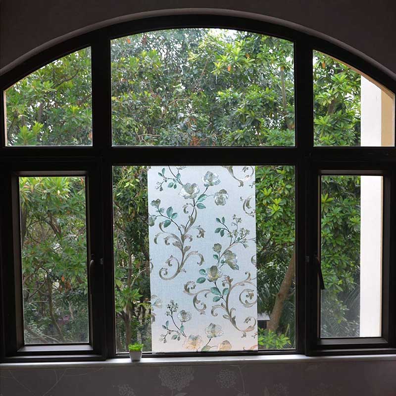 Floral Window Film Stained Glass Self Static Cling for Home