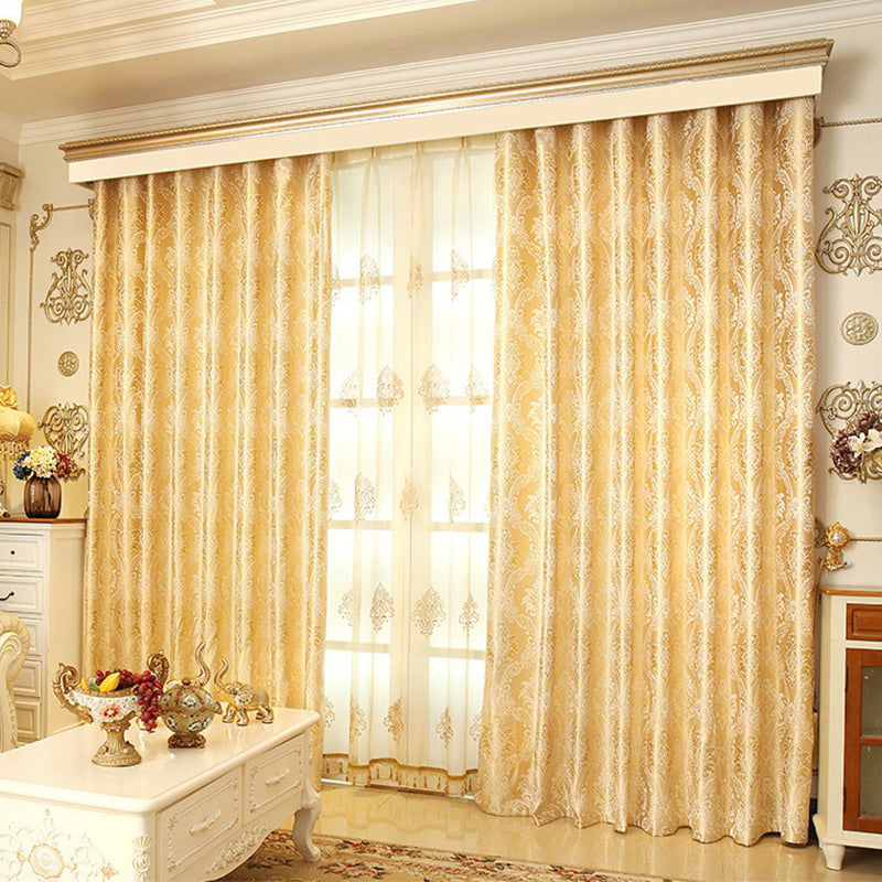 Elegant Embroidery Blackout Curtains Drapes Classic Shading Curtain Sheer Valance Luxury Golden for Living Room Bedroom Window Curtains No Pilling No Fading No off-lining