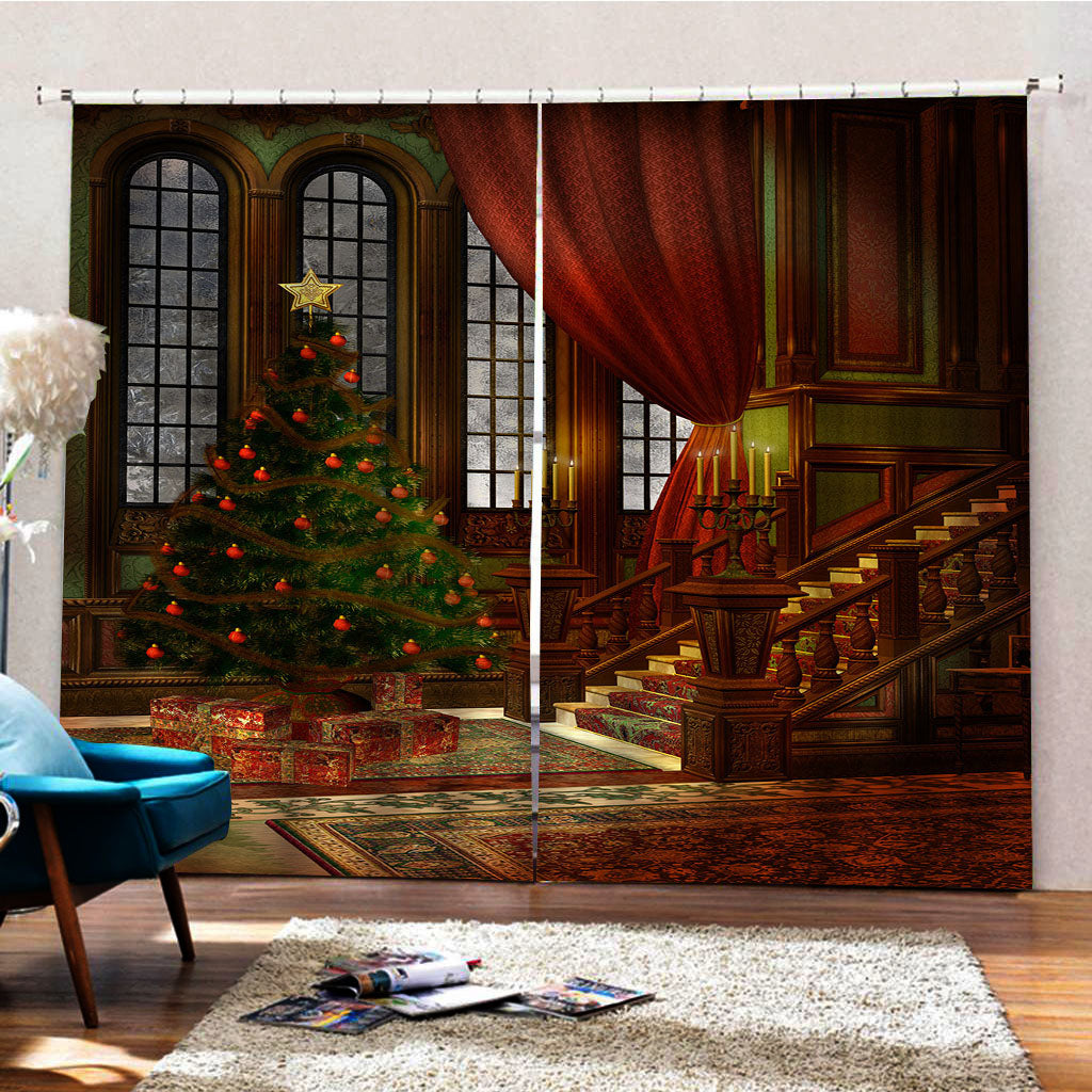 Christmas Classic 3D HD Print Blackout and Decorative Living Room Curtain