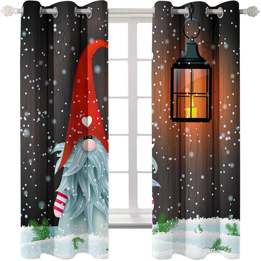 3D Blackout Curtains Christmas Snowman Street Lamp Xmas Print Curtains for Living Room Bedroom Window Drapes 2 Panel Set