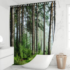 Modern 3D Printed Forest Shower Curtain Waterproof and Mildewproof Polyester