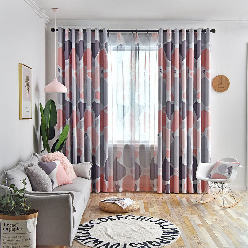 Modern Nordic Style Color Block Blackout Curtains for Living Room Bedroom No Pilling No Fading No off-lining Machine Wash Accepted