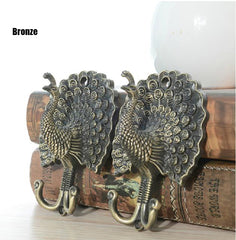 Vintage Peacock Shape European Style 2 Pcs Hooks