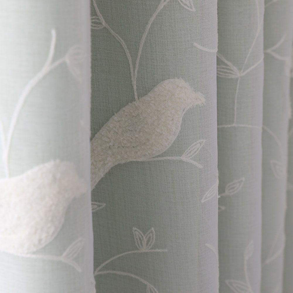 Modern Birds Embroidery Curtain Sets Sheer and Lining Blackout Curtain for Living Room Bedroom Decoration No Pilling No Fading No off-lining