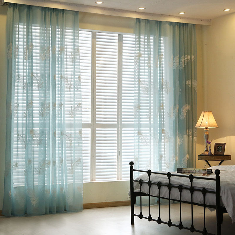 Dreamy Feather Blue Custom Sheer Curtain